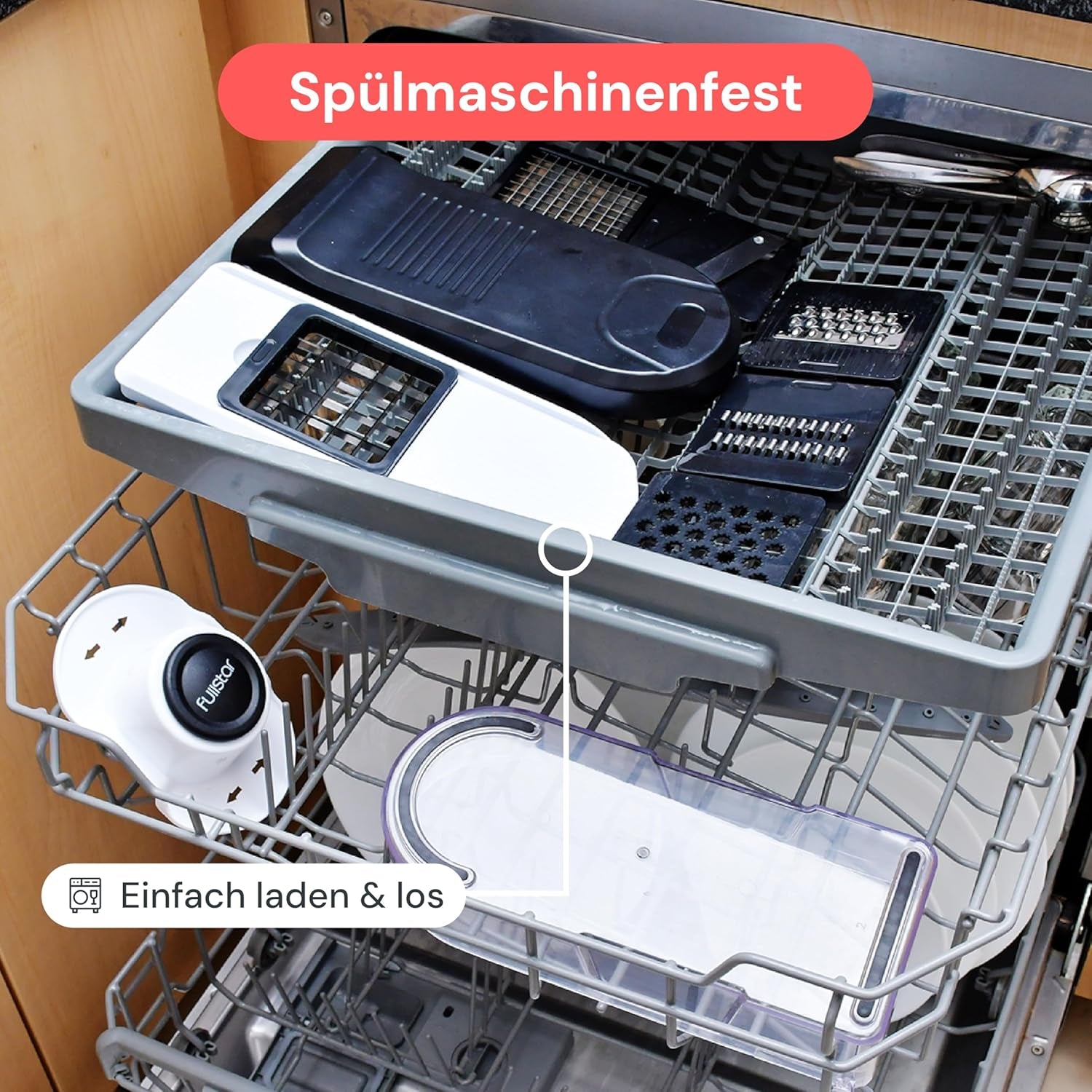 Gemüseschneider Mandoline Gemüsehobel  (6-In-1 Kompakt Schwarz), Nicer Dicer