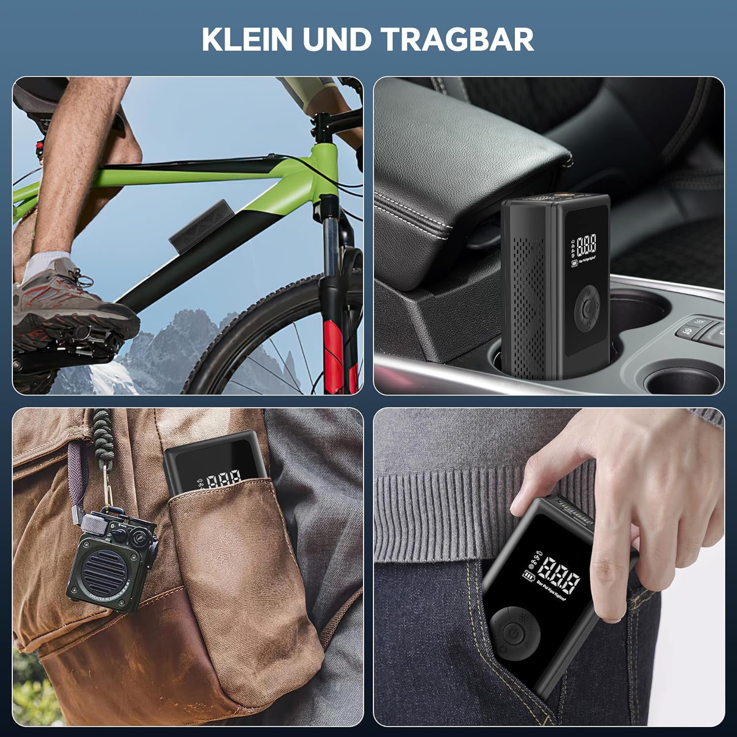 Elektrische Akku Fahrradpumpe – 150 PSI, Auto/Motorrad/Ball-Pumpe