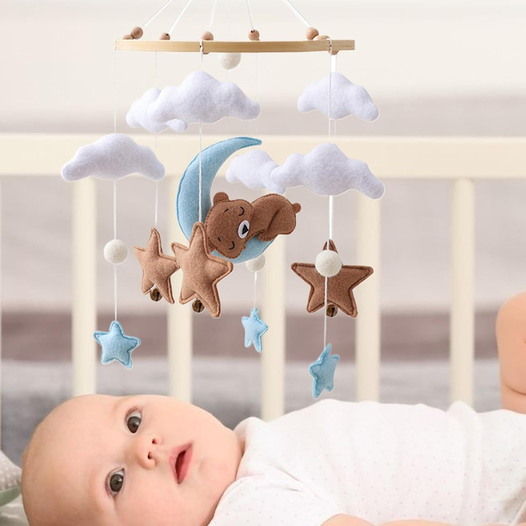 Baby Bett-Mobile aus Filz – Wolken Mobile für Wiege & Kinderzimmer Deko