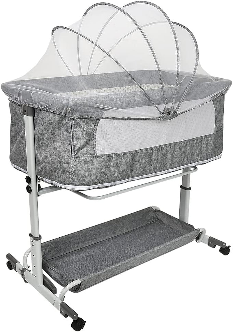 Kedia Babywiege mit Moskitonetz – höhenverstellbares Babybett & Reisebett mit Rollen (90×60×90–115cm)