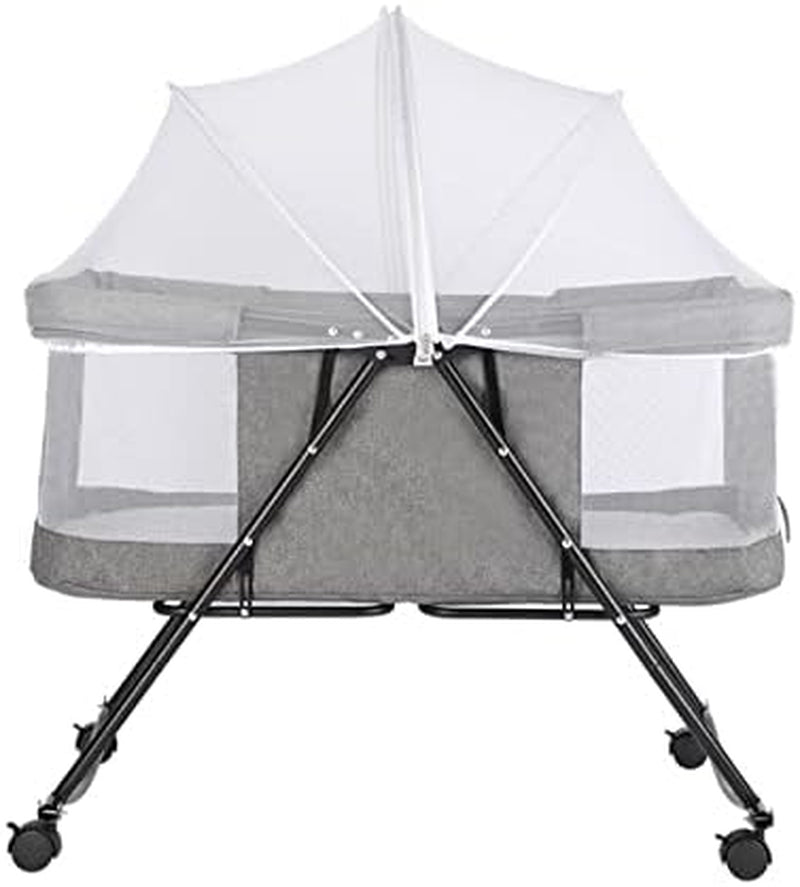 Kedia Babywiege mit Moskitonetz – höhenverstellbares Babybett & Reisebett mit Rollen (90×60×90–115cm)