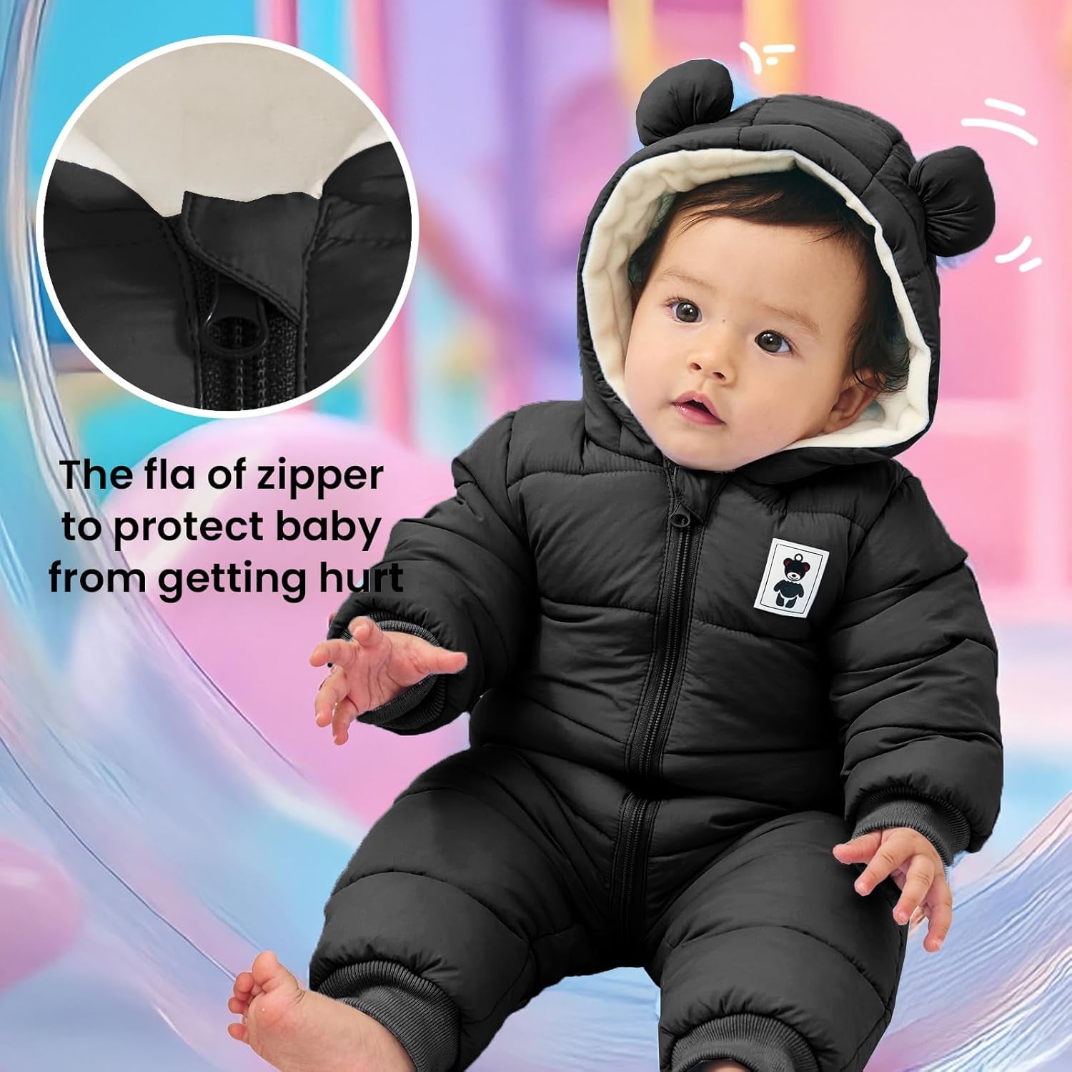 Baby Winter Overall mit Kapuze – warmer Schnee-Strampler für Jungen & Mädchen (3–6 Monate)