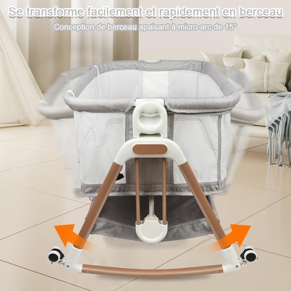 Kedia Babywiege mit Moskitonetz – höhenverstellbares Babybett & Reisebett mit Rollen (90×60×90–115cm)