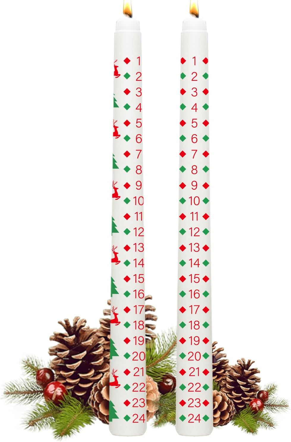  2Pcs Weihnachtskerzen,Kalenderkerze 24 Weihnachten,Präsente Geschenkartikel Handgemachte Adventskalenderkerze in Rot,Weihnachten Als Geschenk Für Freunde Und Familie ﻿