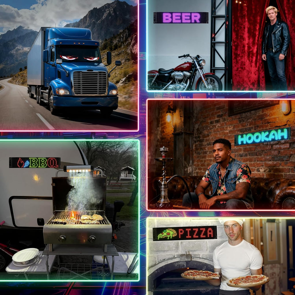 Devil Eyes LED Laufschrift – Programmierbar, Flexibel, 2er Set, 12×59,5 cm