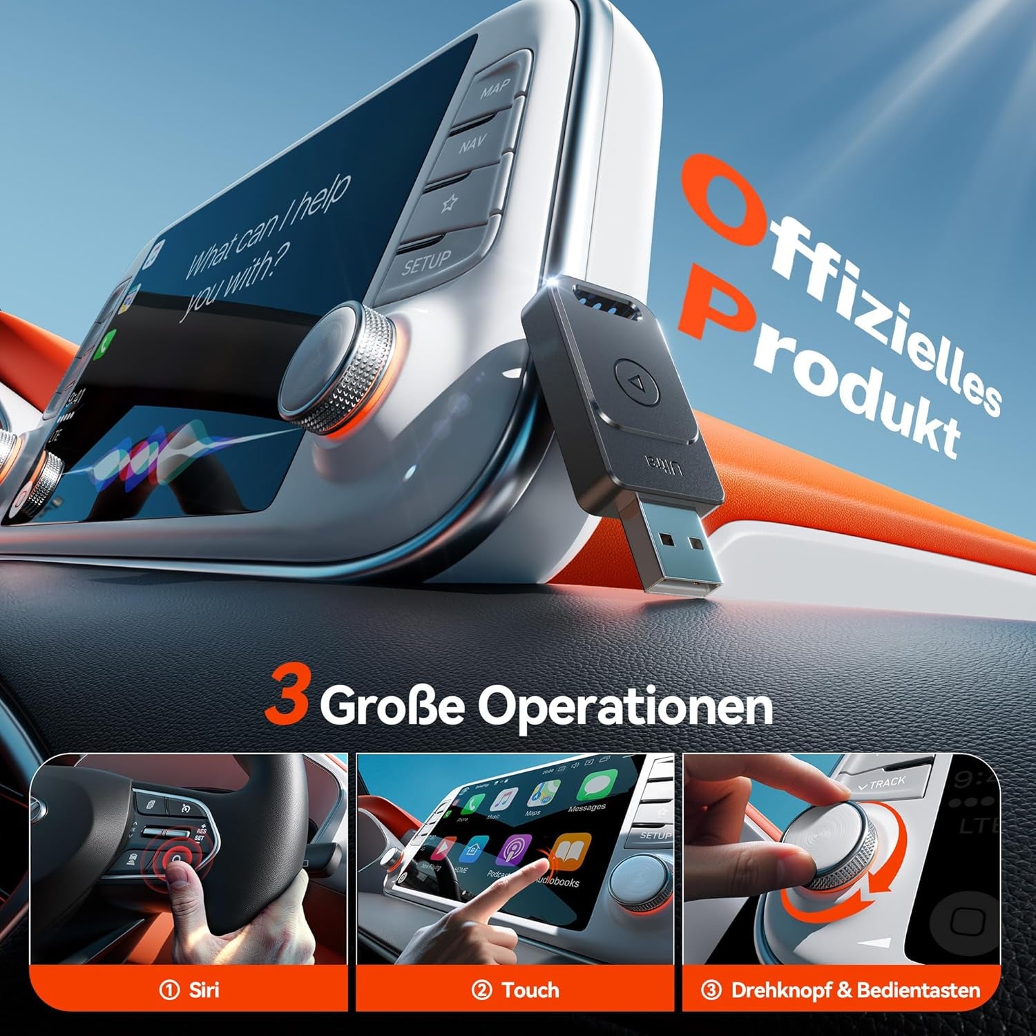 Premium Wireless CarPlay Dongle 2025 – Extra Schnell, Verzögerungsfrei, USB-A/C