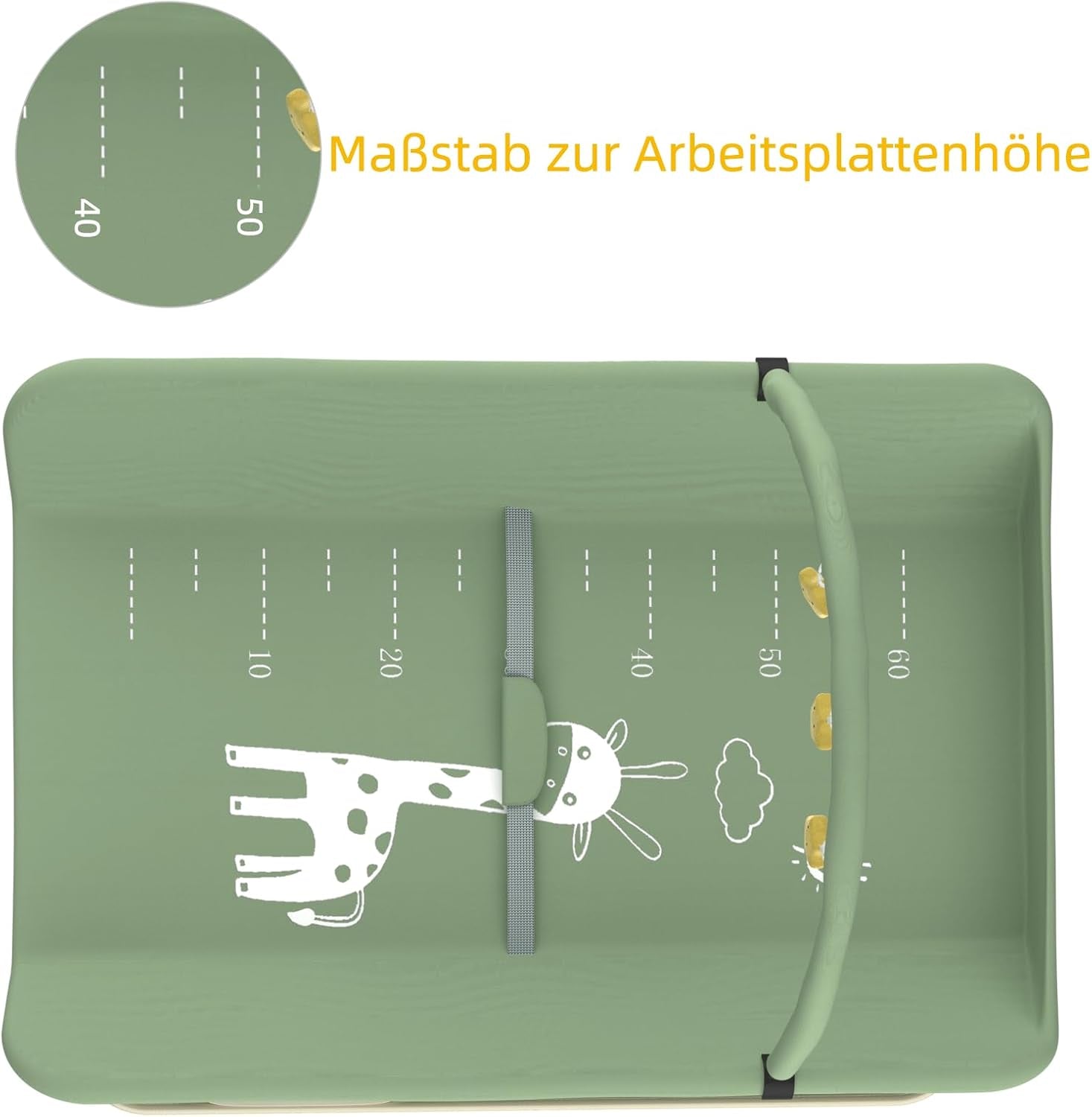 Homewell Klappbare Baby Wickelkommode mit 5 Höhen – tragbare Wickelstation mit Sicherheitsgurt, Waschbecken & Spielzeugregal (Grün)