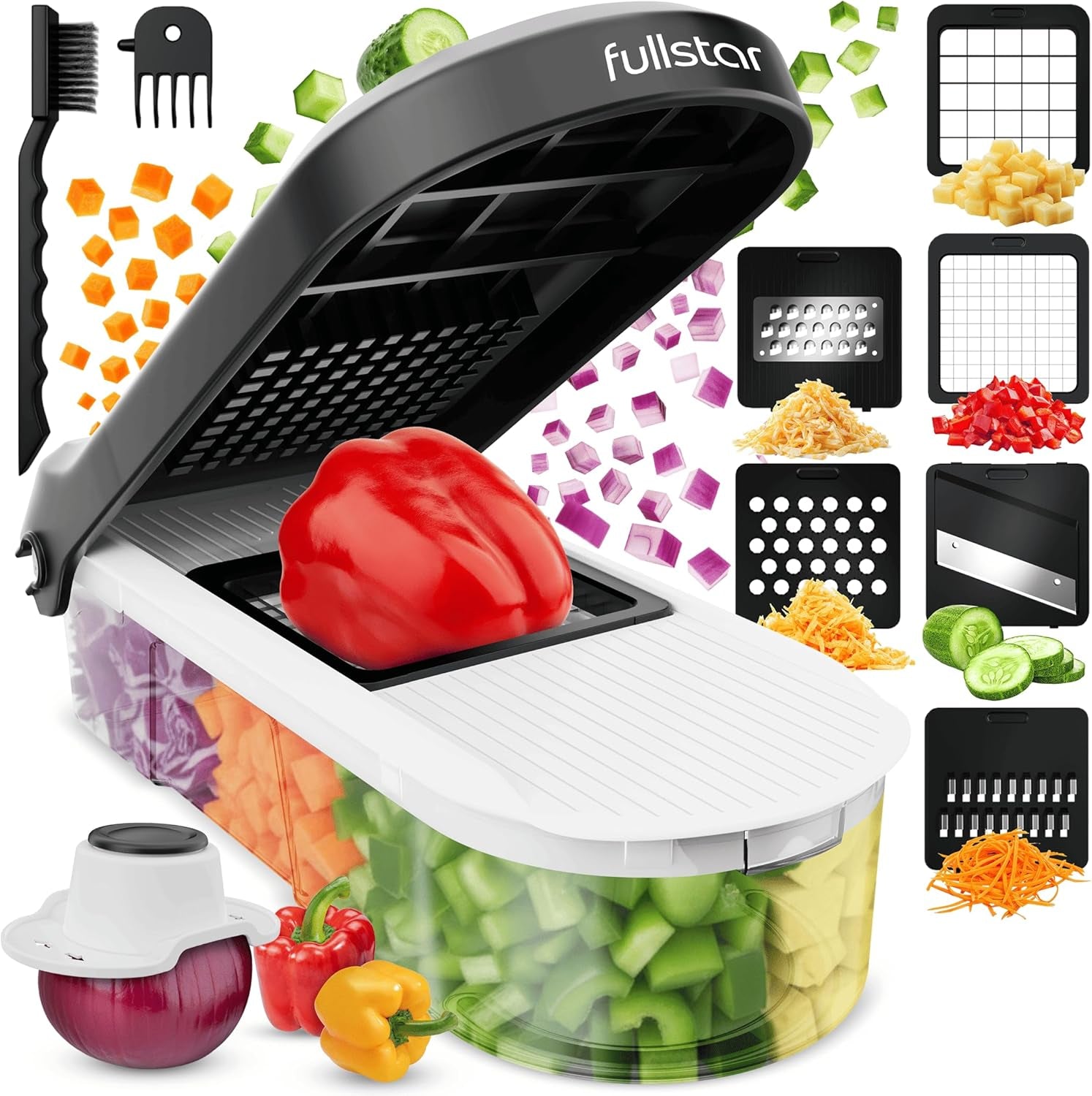 Gemüseschneider Mandoline Gemüsehobel  (6-In-1 Kompakt Schwarz), Nicer Dicer
