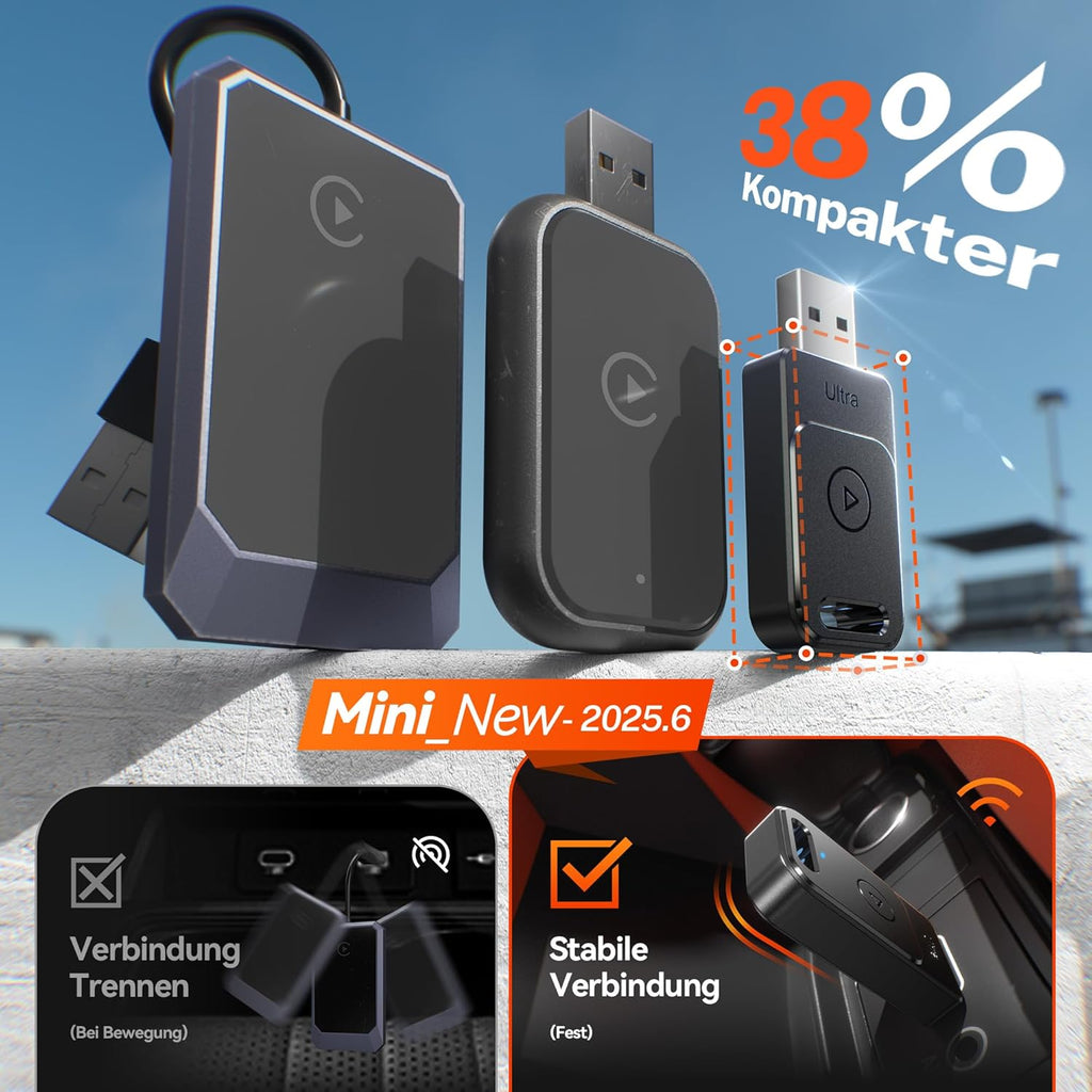 Premium Wireless CarPlay Dongle 2025 – Extra Schnell, Verzögerungsfrei, USB-A/C