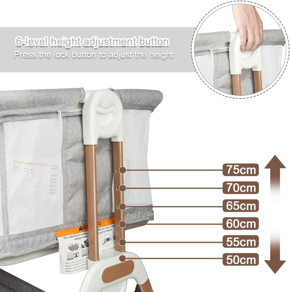 Kedia Babywiege mit Moskitonetz – höhenverstellbares Babybett & Reisebett mit Rollen (90×60×90–115cm)