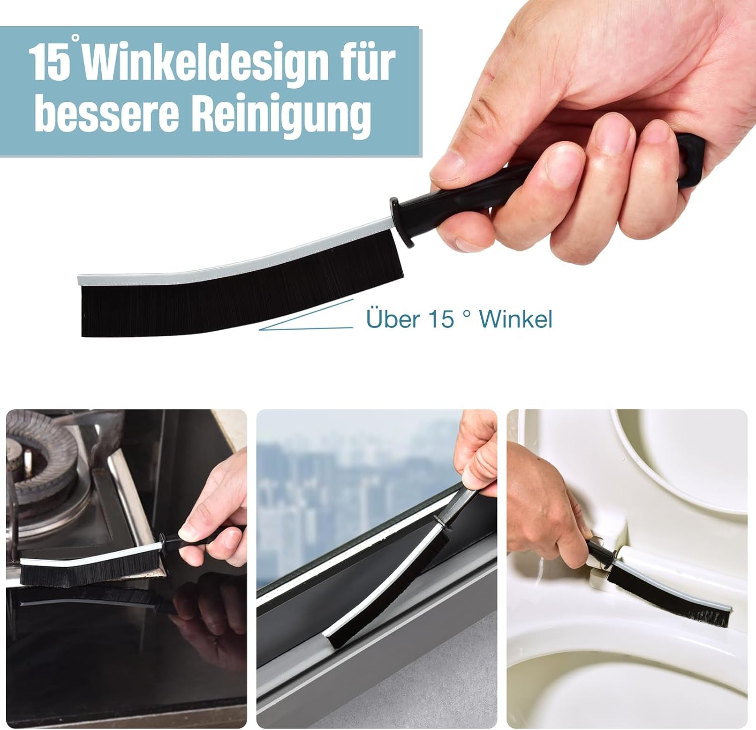 Hartborsten Eckenreinigungsbürste, 3 Stück Multifunktionale Lückenreinigungsbürste Spaltreinigungsbürste Reinigungsbürste Für Badezimmer Haushalt Küche Fliesenböden, Tiefenreinigung