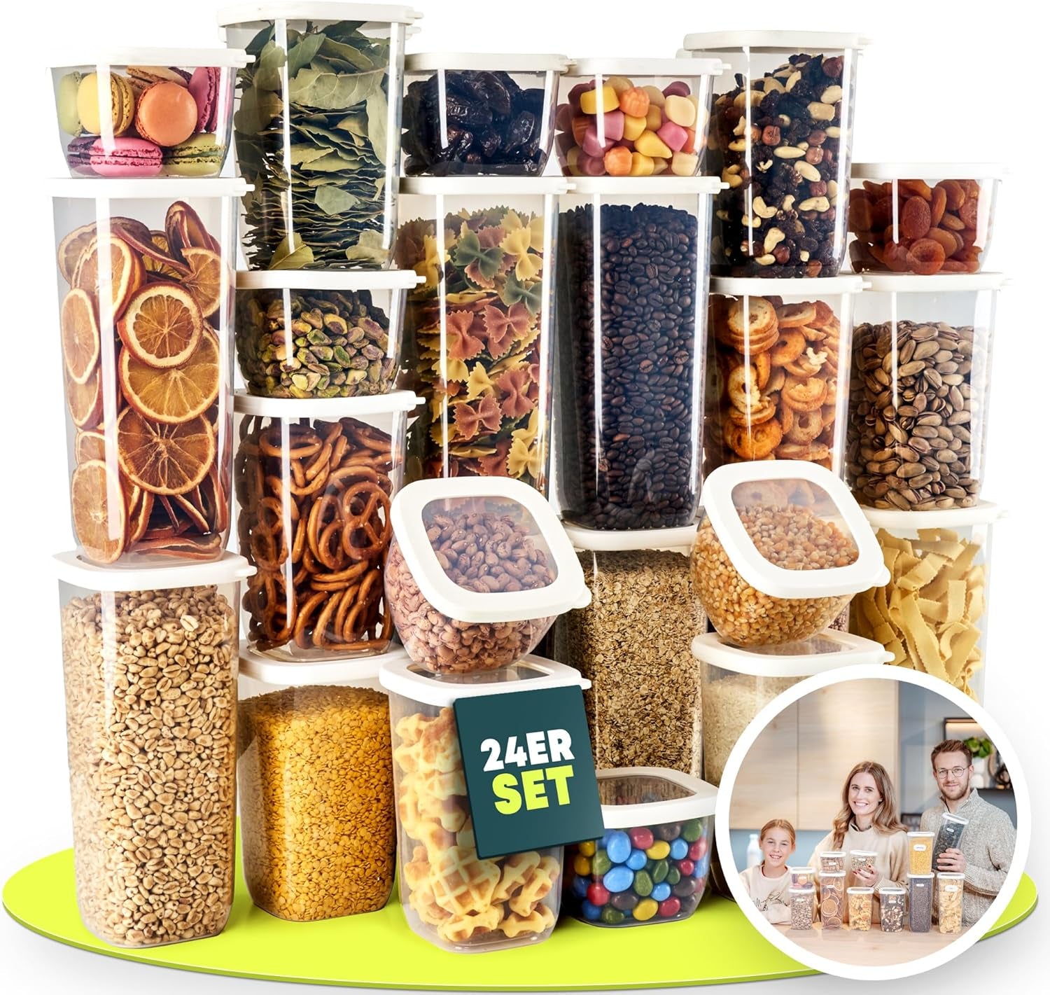 Uandu Vorratsdosen Mit Deckel Luftdicht - 12Er Vorratsbehälter Set  Vorratsdosen Für Alle Trockenen Lebensmittel