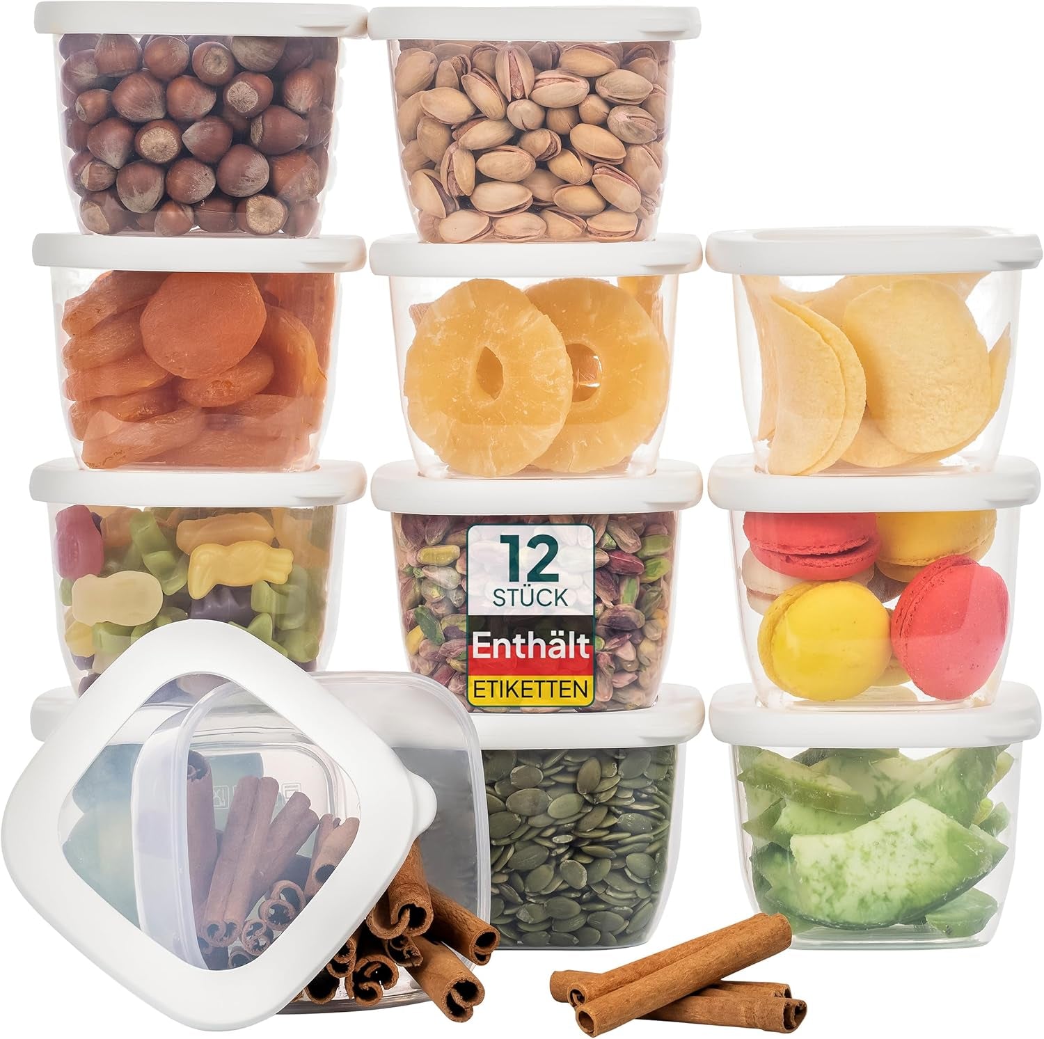 Uandu Vorratsdosen Mit Deckel Luftdicht - 12Er Vorratsbehälter Set  Vorratsdosen Für Alle Trockenen Lebensmittel