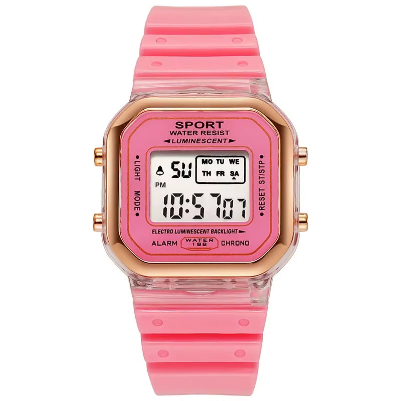 Fashion Brand Student Transparent Electronic Watch Candy Multicolor LED Ladies Sports Waterproof Wirstwatch Clock Gift Relógio