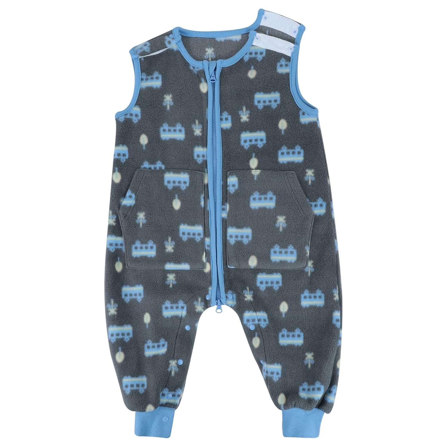 Baby Schlafsack mit Füßen 1.0 TOG aus Fleece, ärmellos – Atmungsaktiv, Ganzjahres Babyschlafsack (Rosa Schleife, 90)