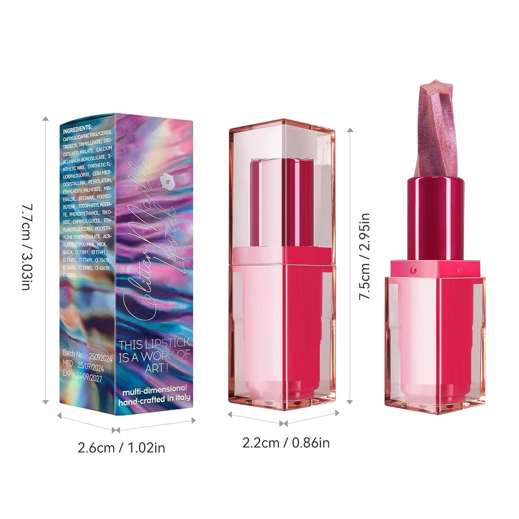 Glitter-Lippenstift, Roter Glitzer, Lippenstift, Make-Up, Wasserfest, Langanhaltend, Für Damen Und Mädchen