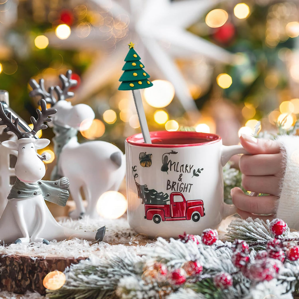 Weihnachtslöffel Set, 6 Stück Weihnachten Teelöffel, Kaffeelöffel Edelstahl, Christmas Spoons, Kaffee Weihnachten Löffel, Weihnachts Espressolöffel, Dessertlöffel Für Party Tischdekorationen