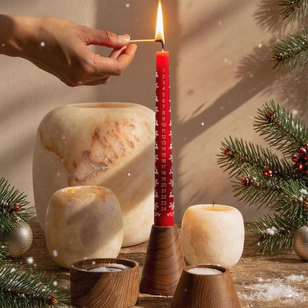  2Pcs Weihnachtskerzen,Kalenderkerze 24 Weihnachten,Präsente Geschenkartikel Handgemachte Adventskalenderkerze in Rot,Weihnachten Als Geschenk Für Freunde Und Familie ﻿