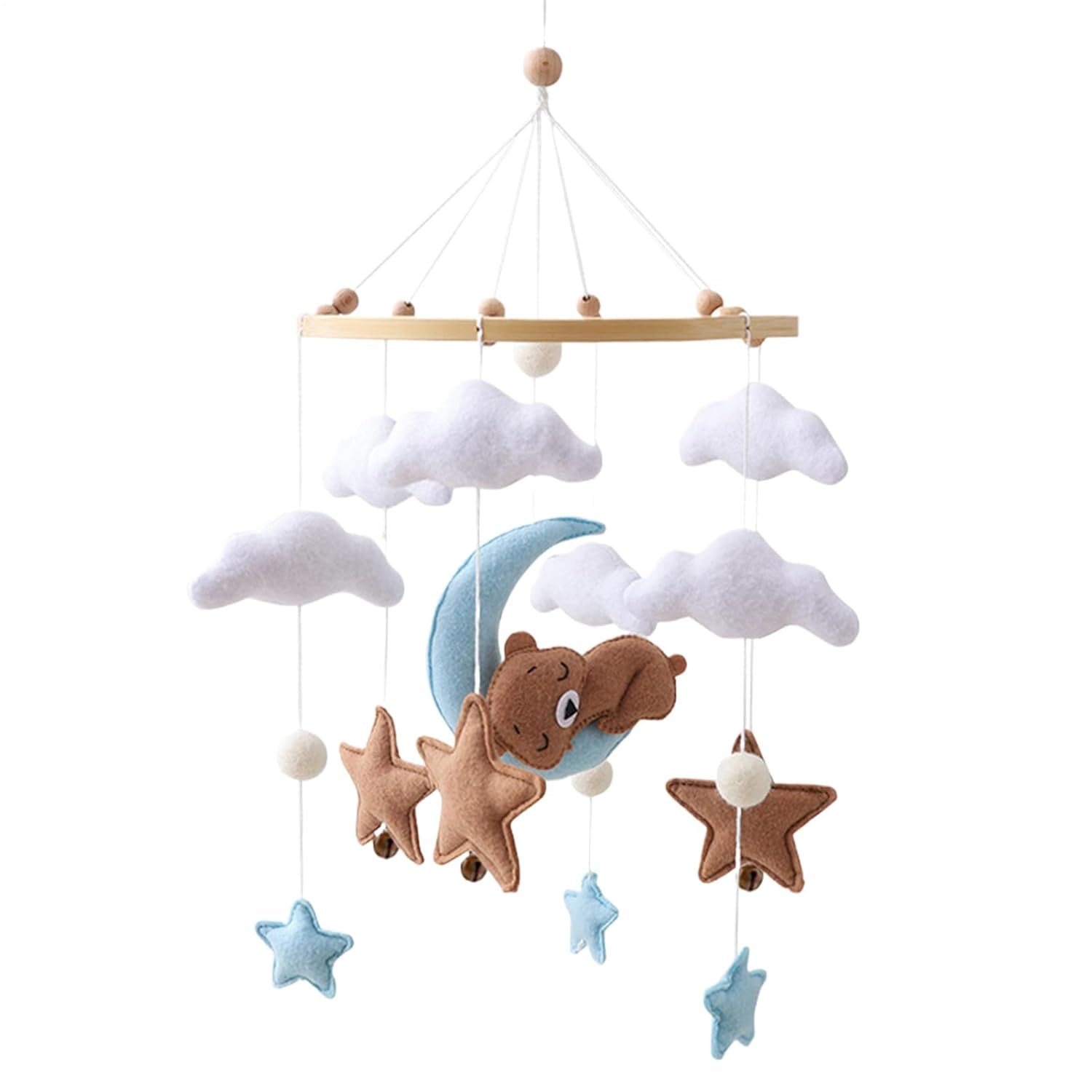 Baby Bett-Mobile aus Filz – Wolken Mobile für Wiege & Kinderzimmer Deko