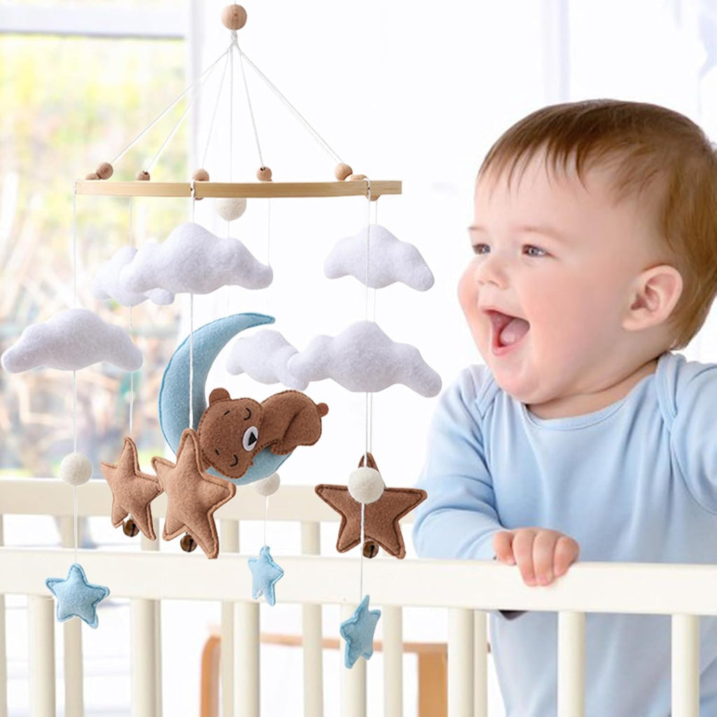 Baby Bett-Mobile aus Filz – Wolken Mobile für Wiege & Kinderzimmer Deko
