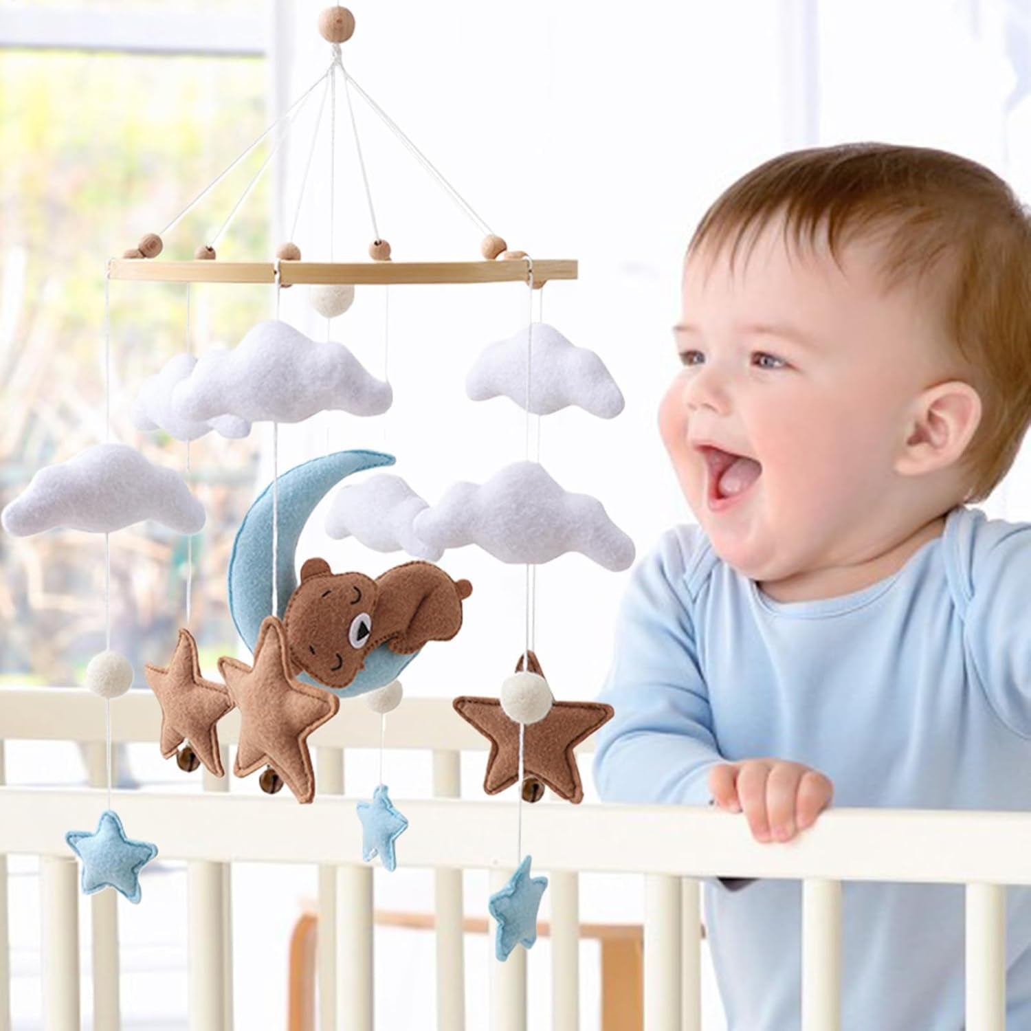 Baby Bett-Mobile aus Filz – Wolken Mobile für Wiege & Kinderzimmer Deko
