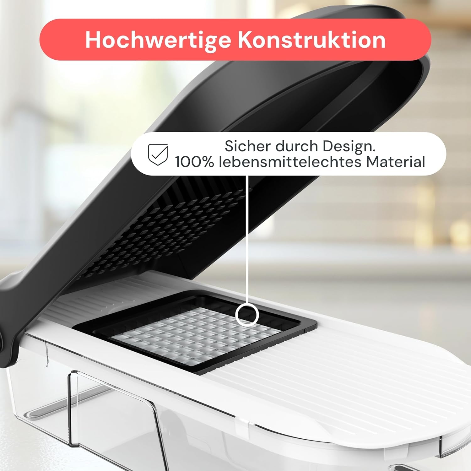 Gemüseschneider Mandoline Gemüsehobel  (6-In-1 Kompakt Schwarz), Nicer Dicer