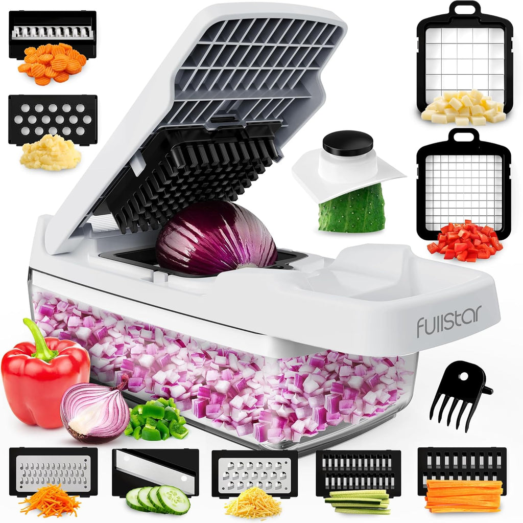 Gemüseschneider Mandoline Gemüsehobel  (6-In-1 Kompakt Schwarz), Nicer Dicer