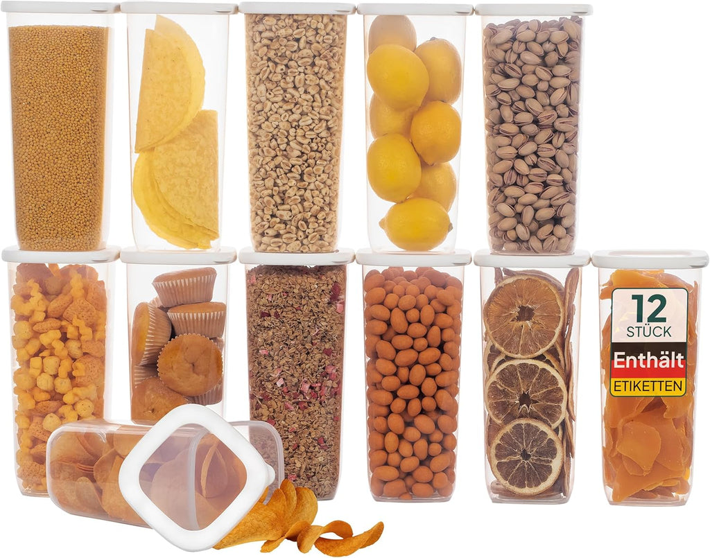 Uandu Vorratsdosen Mit Deckel Luftdicht - 12Er Vorratsbehälter Set  Vorratsdosen Für Alle Trockenen Lebensmittel