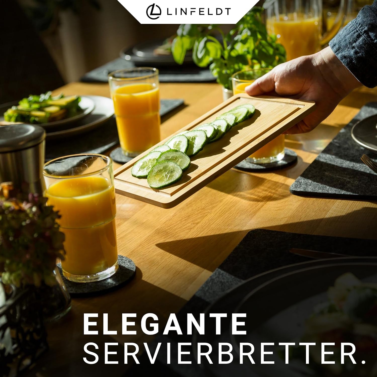 6Er Set Bambus Frühstücksbrettchen Holz 27X16X1Cm - Aus Bambus mit einer glatten Seite