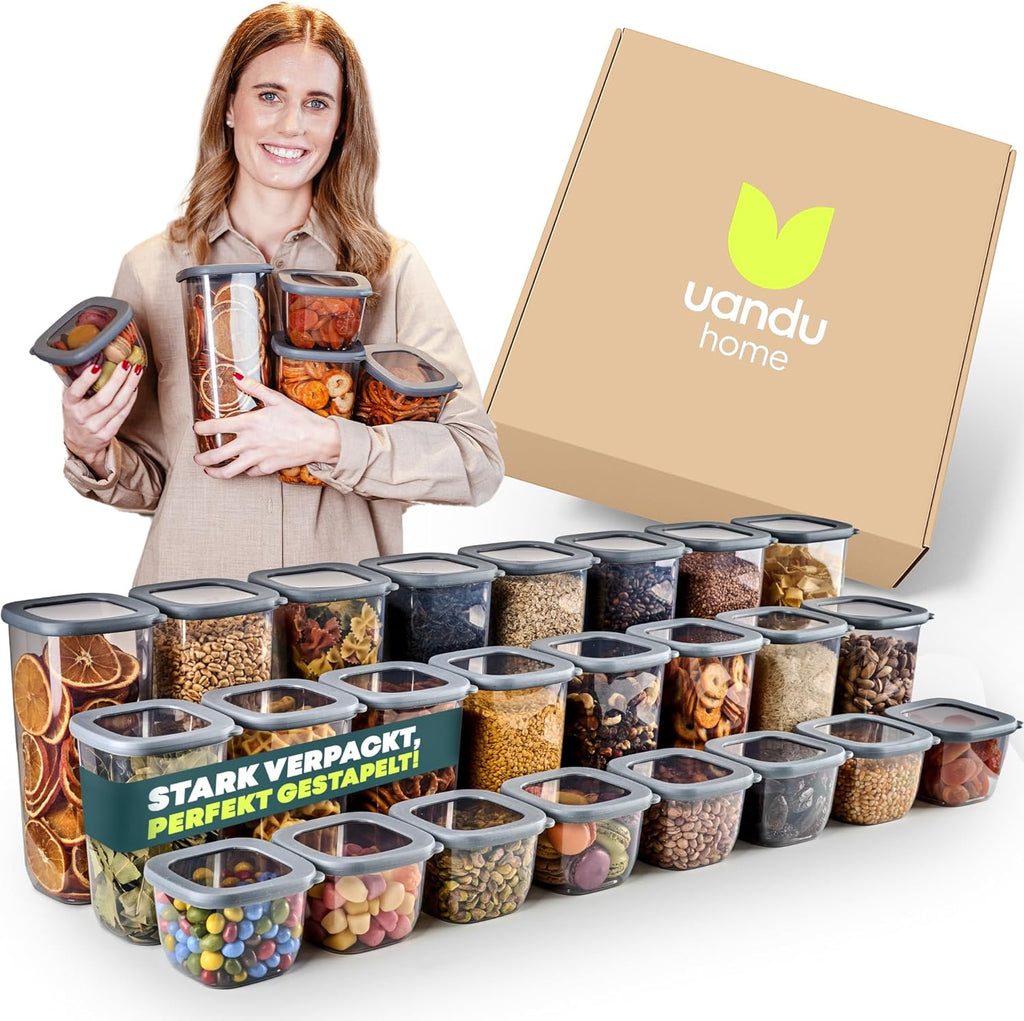 Uandu Vorratsdosen Mit Deckel Luftdicht - 12Er Vorratsbehälter Set  Vorratsdosen Für Alle Trockenen Lebensmittel